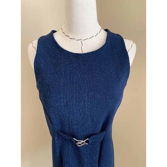 90s Vintage Betsey Johnson Blue Glitter Black Label Dress Party Mod 60s Medium - Picture 3 of 11